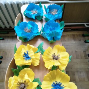 Великі декоративні квіти (30 см) — жовто-блакитні, вологостійкі