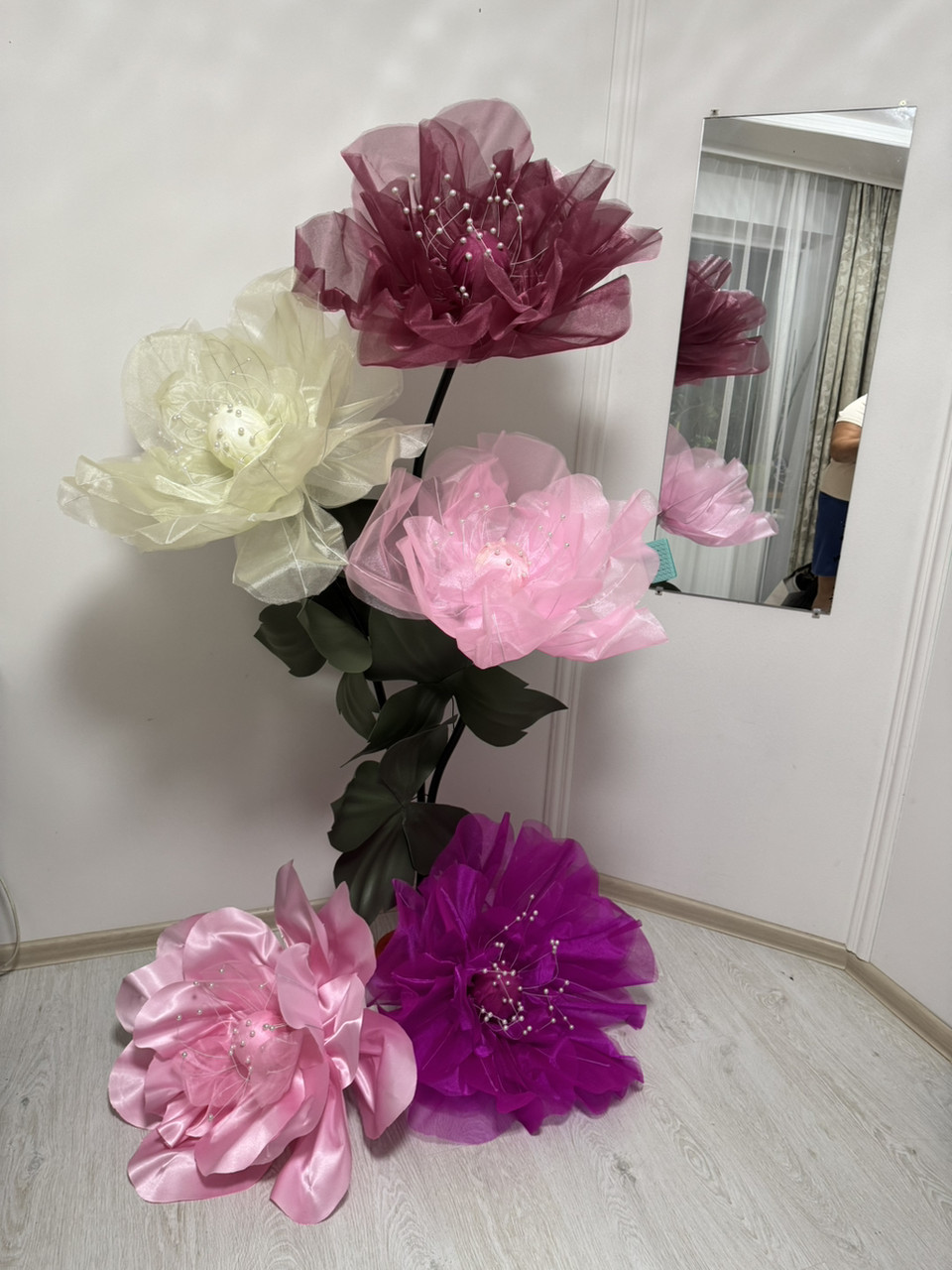 Ростові квіти з органзи для фотозон та залів (до 2 м, 60 см, поштучно або композиції) - Зображення 5