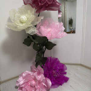 Ростові квіти з органзи для фотозон та залів (до 2 м, 60 см, поштучно або композиції)