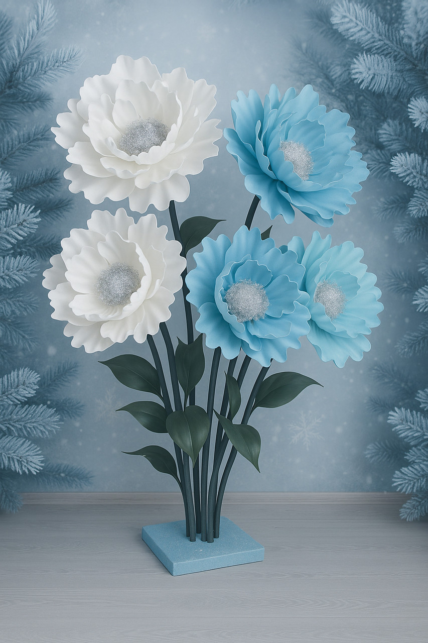 Ростові квіти в зимовій гамі для фотозон та вітрин (180 см, вологостійкі) - Зображення 3