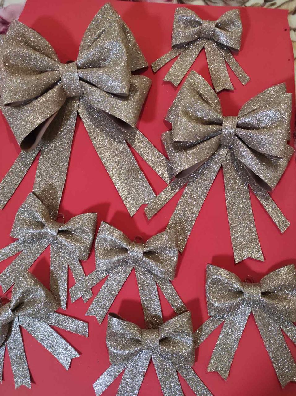 Готова святкова гірлянда з хвої та червоних глітерних бантів (вологостійка, ціна за 1 метр) - Зображення 7