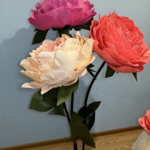 Композиція ростових Піон (170 см, 3 шт) — вологостійкий декор ручної роботи